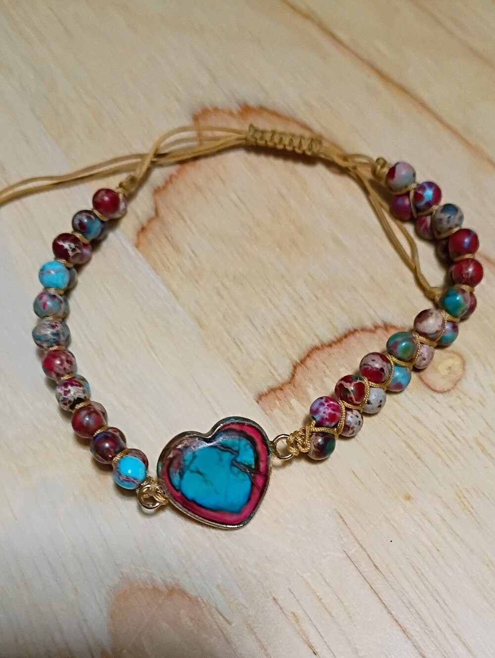 Turquoise Heart Beaded Bracelet - Multicolor
